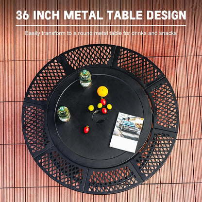 36 Inch Fire Pit with 2 Cooking Grills,Outdoor Wood Burning BBQ Firepit with Lid, 3-in-1 Outdoor Fire Pit