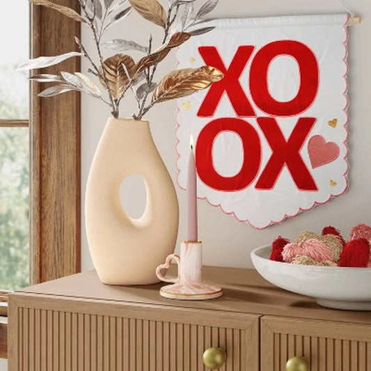 Ceramic Organic Modern Ring Vase Watertight Tabletop Decor Hand Wash Unique Silhouette Accent Piece Home Living Room Decor