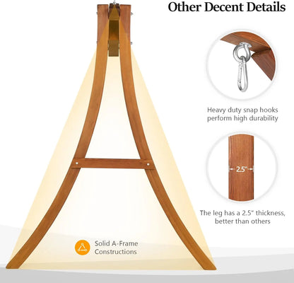 Heavy Duty Wooden Swing Frame for Adults Kids, Strong A-Frame Porch Swing Bench Stand for Indoor & Outdoor