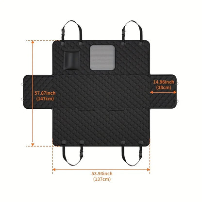 Dog Car Seat Cover With Storage Pockets Mesh Visual Window, Waterproof Nonslip, Heavy Duty Scratchproof Pet Dog Back Seat Cover
