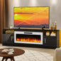 Fireplace tv Stand with 36 inch Fireplace Up to 80" TVs,LED Light Entertainment Center and Storage, 70" Modern Wood Media TV