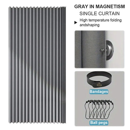 Foldable Magnetic Waterproof Shower Curtain with 14 Hooks