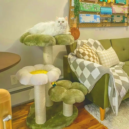 Stylish 35.4 Multi-Level Cat Tower with Scratching Posts for Large Cats, Easy Assembly