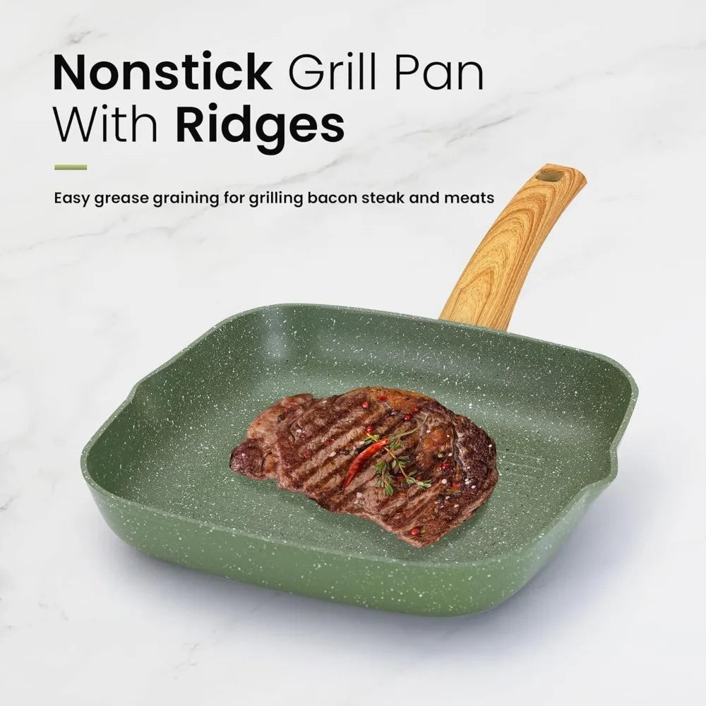 30 Piece Cookware Set Nonstick Pots and Pans Set Granite Kitchen Bakeware Set