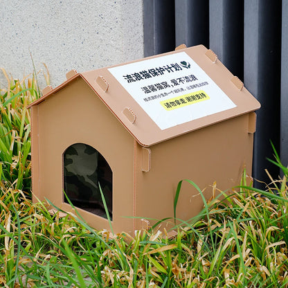 Outside Cat House Waterproof Warm Cat Shelter Foldable Cat Outdoor House Collapsible Insulated Pet House for Four Season