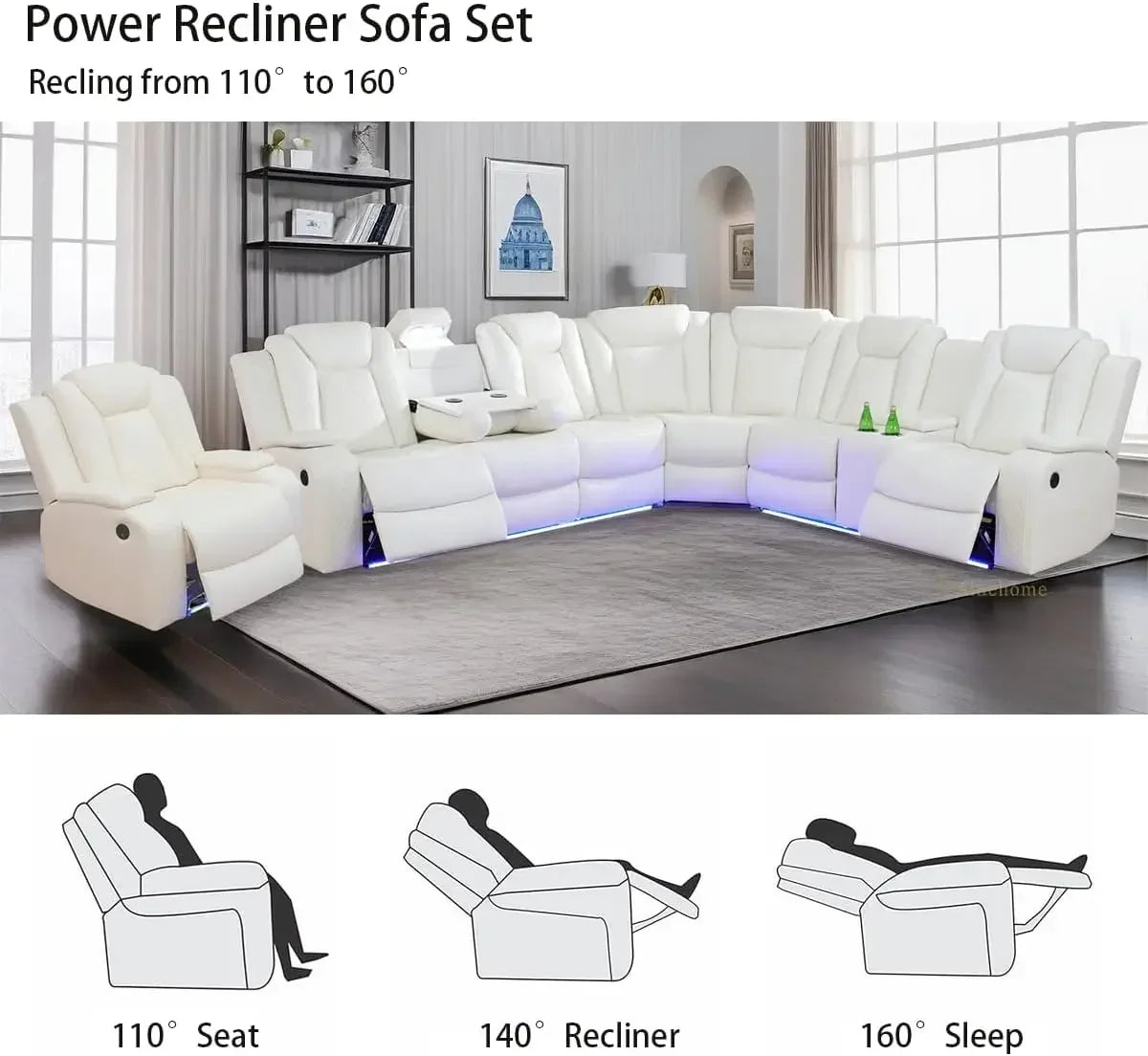 Hot salesLiving Room Furniture Reclining Sectional Sofa, Living Room Power Recliner Adjustable Sofa, Loveseat Chair with Storage