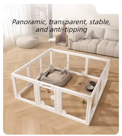 Transparent Pet Fence Indoor Small Dogs Enclosure Free Combination Anti-Escape Puppy Playpen Sturdy Pet Barrier Cage with Door
