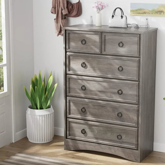 Modern 6 Drawer Chests of Drawers,, 44.33" Tall