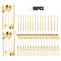 90Pcs Gold Stainless Steel Silverware - Heavy Duty Cutlery, 420 Stainless Steel Tableware Set for Wedding, Buffets, Restaurants