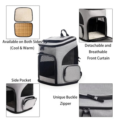 Expandable Cat Carrier Backpack Large Soft Airline Approved Collapsible Pet Bag for Small Dogs Puppies Medium Cats Breathable P