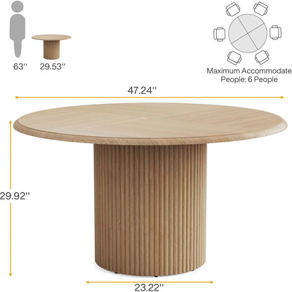 47" Round Dining Table for 4, Farmhouse Kitchen Table,Modern Small Dinner Table for Dining Room(Chairs Not Included)