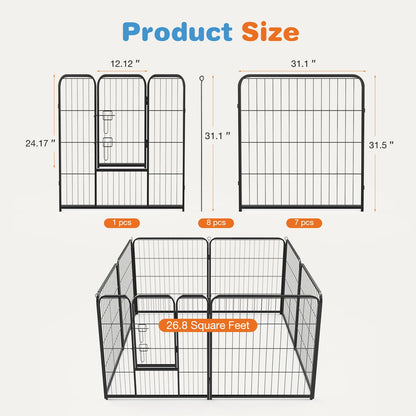 JHK 8 Panel Dog Playpen Indoor Pet Fence Exercise for Yard Gate Heavy Duty Crates with Doors Metal Dog Pen