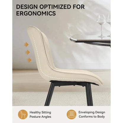Dining Chairs Set of 4 - Leather Kitchen Chairs with Metal Legs, Upholstered Dining Room Chair, Modern Dining Chair for Kitchen,