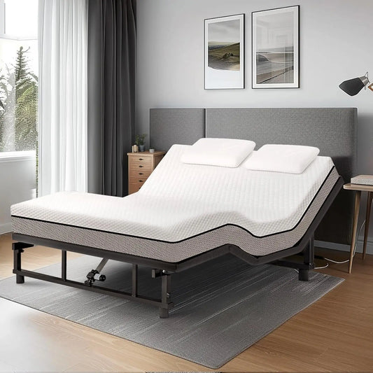Queen Adjustable Bed Base Frame,Premium Metal, Head & Foot Incline, Wireless Remote, Zero Gravity, Quiet Motor Bases
