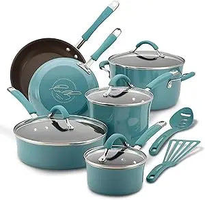 Cucina Nonstick Cookware Pots and Pans Set, 12 Piece, Lavender Purple, Cookware Sets