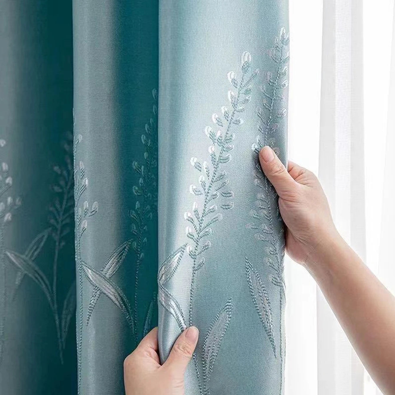 Tiffany Blue Curtains Blackout High-end Heat Insulation Sun Protection Multi-color Optional