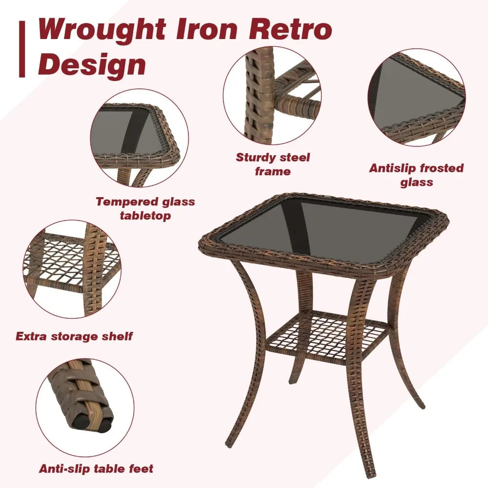 3 Pieces Patio Furniture Set, Outdoor Swivel Rocker Patio Chairs, Wicker Patio Bistro Set with Rocking Chair, Thickened Cushions