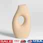 Ceramic Organic Modern Ring Vase Watertight Tabletop Decor Hand Wash Unique Silhouette Accent Piece Home Living Room Decor