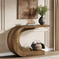 43.3" Mid-Century Modern Console Table for Entryway, Wood C-Shaped Hallway Entry Accent Table for Living Room