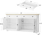 Buffet Cabinet with Storage, Sideboard Storage Cabinet,  Natural Wood, Kitchen Cabinet with Drawers & Doors, White