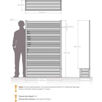 BEST SALE-6ft Hx3.8ftWx1ftL (1 Screen w/Planter) Freestanding Patio Privacy Screen w/Planter Box, Privacy Planters for Patio-Hot