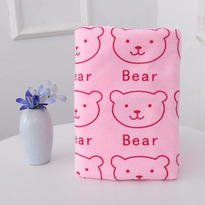 70x140cm Bear Print Shower Towel Large Beach Towels Quick-drying Towel Bath Towel Absorbent Soft Comfort Microfiber Bathrobe