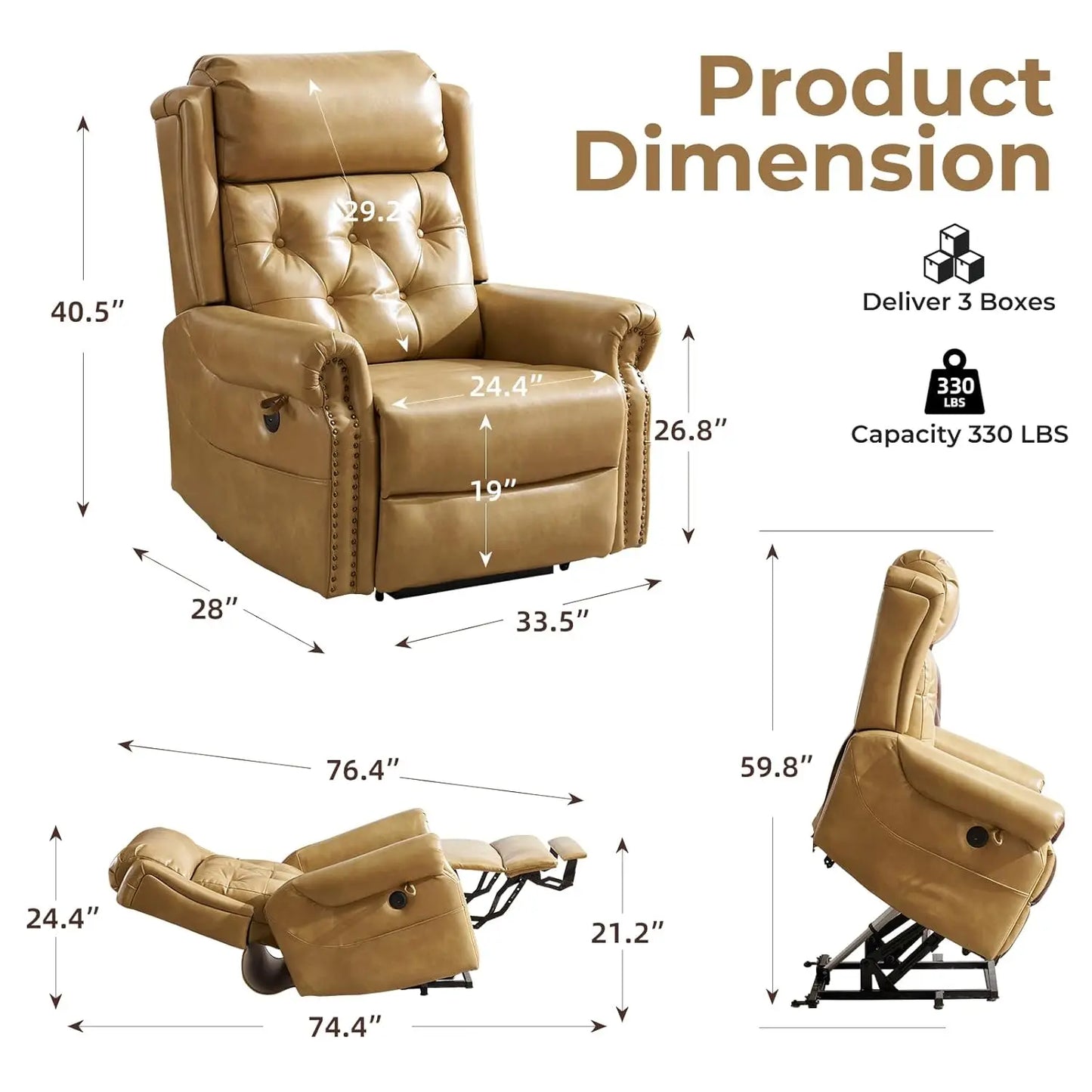 Oversized Electric Power Lift Recliner Chair with Massage And Heat Elderly Comfortable Living Room Furniture Customizable Lay