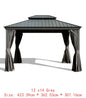 14x24 Hardtop Gazebo, Upgraded Metal Canopy with Drainage, Dual-Layer Galvanized Steel Roof, Includes Curtains & Netting,