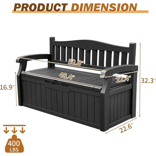 80 Gallon Storage Bench Deck Box Lockable for Patio Furniture, Garden Decor and Outdoor Seating