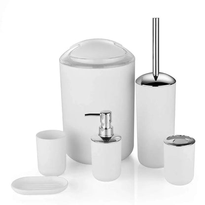 Luxury Bathroom Set Multipurpose Soap Dispenser Toothbrush Holder Toilet Brush Trash Can Soap Dish Home Bathroom Set 4/6pcs Pack