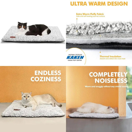 Self Warming Cat Bed Self Heating Cat Dog Mat 24 x 18 inch Extra Warm Thermal Pet Pad for Indoor Outdoor Pets with Removable Cov