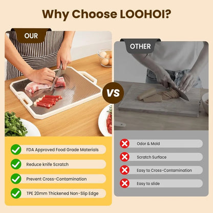 Stainless Steel Cutting Boards for Kitchen,Double Side Food Grade Chopping Board,Stainless Steel and Wheat Straw PP,Dishwasher S