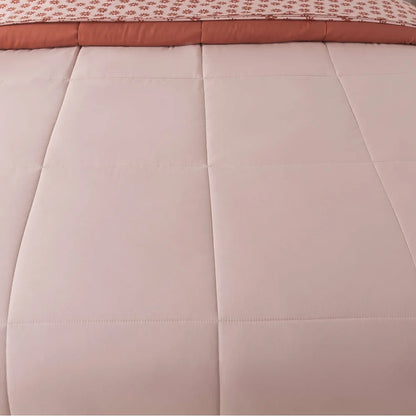 7-Piece Reversible Comforter Set with Sheets Soft Pink Red Canyon King Bedding Set Cozy Storage Bag Machine Washable