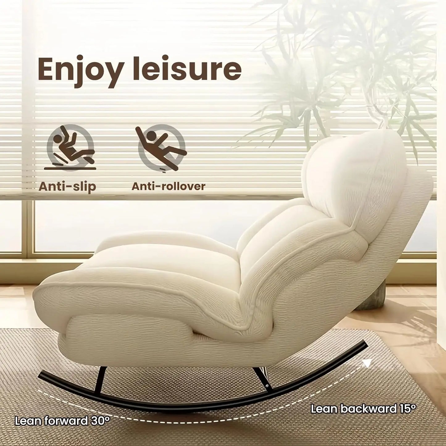 Sofa Rocking Chair Metal Frame with Adjustable Backrest Comfortable Decorative Chair Modern Ergonomic Sofa for, Customized