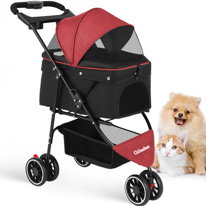 3 in 1 Pet Stroller with Removable Carrier Folding Stroller for Small/Medium Dogs and Cats Waterproof All-Terrain