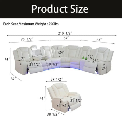 Hot salesLiving Room Furniture Reclining Sectional Sofa, Living Room Power Recliner Adjustable Sofa, Loveseat Chair with Storage