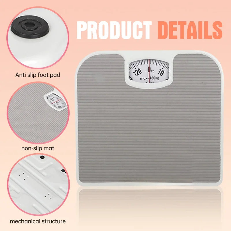 Weighing Scale Mechanical Body Weight Home Portable Precision Durable Body Scale Non-Slip Leather Pad Bathroom Waterproof
