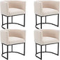 Velvet Dining Chairs Set of 4 Modern Barrel Arm Chairs with Chrome Metal Frame, Upholstered