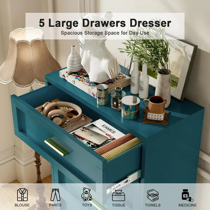 5-DrawerTall Metal Dresser for Bedroom