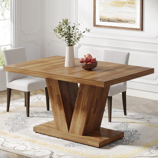 47-Inch Dining Table for 4,Dinner Table with Heavy Duty Pedestal, Farmhouse Eating Table for Home, Dining Room