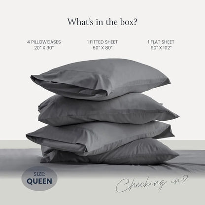 Luxury 6 Piece Bed Sheets for Queen Size Bed, with Elastic