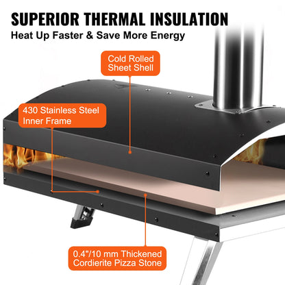 12inch Outdoor Oven Charcoal Fired Maker Portable Outside Stainless Steel Grill&Pizza Waterproof for Backyard Camping