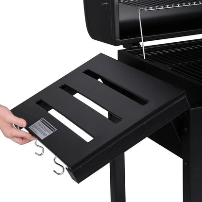 30-Inch Charcoal Grill, Deluxe BBQ Smoker Picnic Camping Patio Backyard Cooking, Black, Large