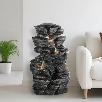 Waterfall-style Rock Water Feature Fountain, Garden Waterfall Decoration, Suitable For Courtyards, Porches, And Home Art Decor