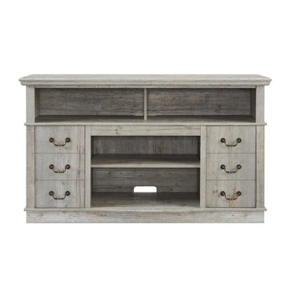 Traditional TV Media Stand Console for TV Up to 65" with Open and Closed Storage Space, Light Gray, 60"W*15.75"D*34.25"H  ﻿