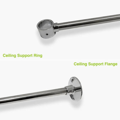Stainless Steel Oval Shower Curtain Rod with Ceiling Support for Clawfoot Tub in 72" L X 36" W, Chrome Finish