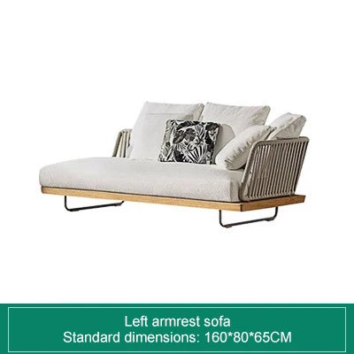 Nordic Outdoor Patio Furniture Set, 3-Piece Wicker Sofa with Solid Wood Frame, Waterproof Sunproof for Garden Balcony