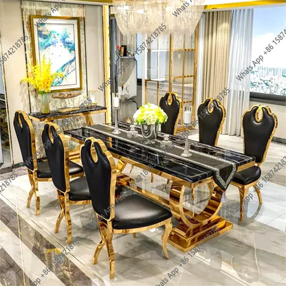 J Furniture Dining Table Silver Dining Set With 4 Chairs Designer High Luxury Dining Table