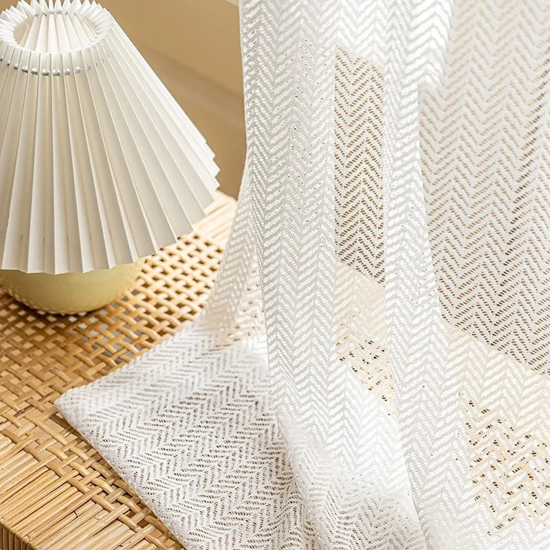 French Chenille Blackout Curtains for Living Room Bedroom Herringbone Pattern Modern Luxury Custom Size Window Drape