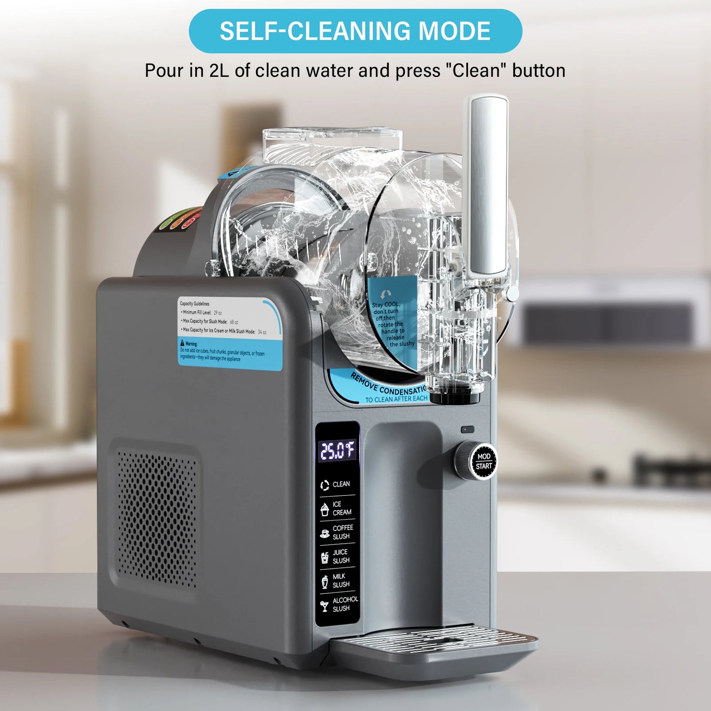 Slushie Machine for Home No Ice Needed,Frozen Drink Maker with LED Display & 6 Pre-Set Programs,Quiet Compressor Slushy Machine